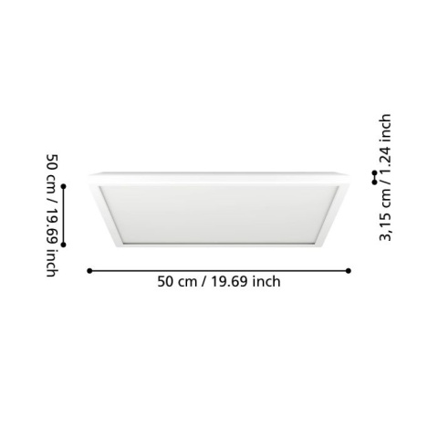 Oprawa sufitowa Plafon LED 50cm IP44 2700/4000/6500K Biały kwadrat ROVITO