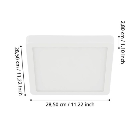 PLAFON KWADRATOWY LAMPA ŚCIENNA / SUFITOWA EGLO FUVEA 5 99248 28,5 CM