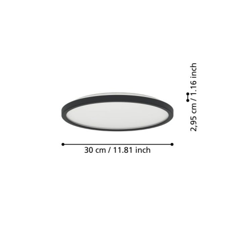 Plafon łazienkowy LED 30cm IP44 2700/4000/6500K Czarny okrągły ROVITO