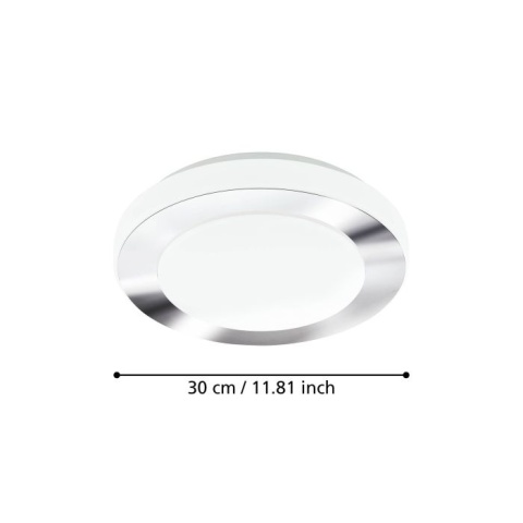 Plafon okrągły Eglo 30 x 30 cm biały, chrom IP 44 CAPRI P łazienkowy LED 3000K