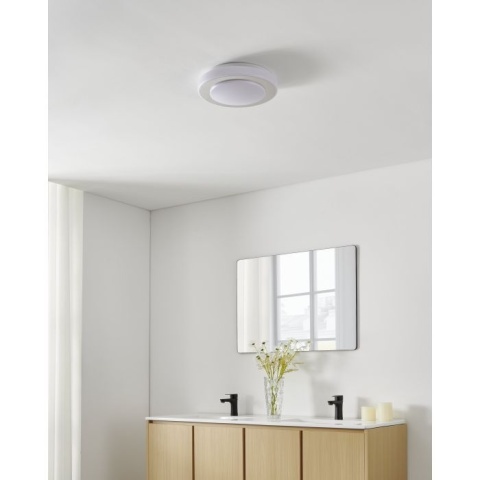 Plafon okrągły Eglo 30 x 30 cm biały, chrom IP 44 CAPRI P łazienkowy LED 3000K