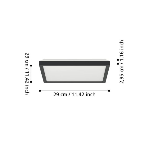 ROVITO-Z oprawa sufitowa Plafon LED 29x29cm IP44 RGB+TW Czarny SMART APLIKACJA EGLO