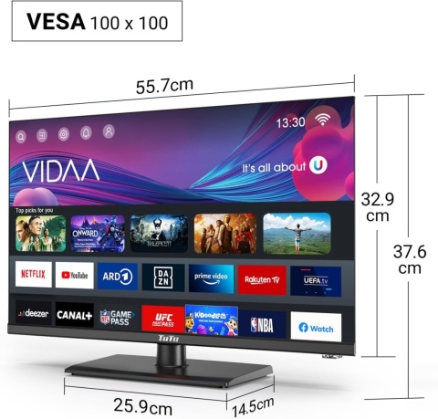TuTu Telewizor 25 cali (64 cm), Full HD Smart TV z Wi-Fi, Triple Tuner (DVB-T/T2, DVB-C, DVB-S/S2)