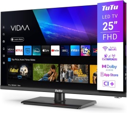 TuTu Telewizor 25 cali (64 cm), Full HD Smart TV z Wi-Fi, Triple Tuner (DVB-T/T2, DVB-C, DVB-S/S2)