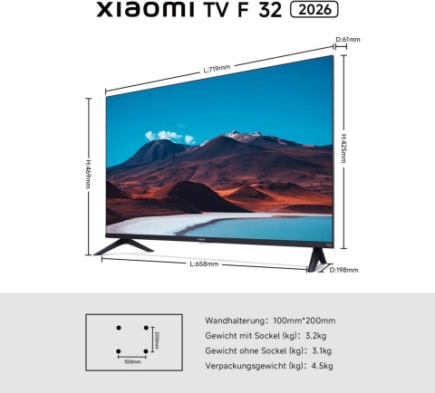 Xiaomi F Telewizor 32" 81 cm HD Smart TV DVB-C/S/S2/T/T2 sterowanie głosem
