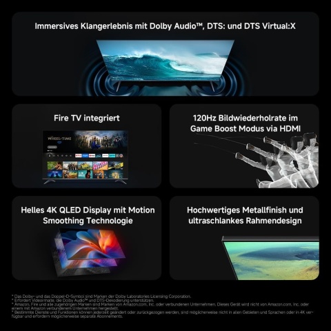Xiaomi TV F Pro 55 (140 cm), 4K UHD QLED, Smart TV, Fire OS8, potrójny tuner DVB-C/S/S2/T/T2