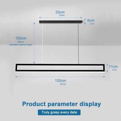 100cm Lampa Wisząca LED 42W LED3000K-6500K 10%-100% Z Pilotem I Aplikacją