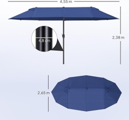 Wielki parasol ogrodowo tarasowy Outsunny 455 x 265 cm, parasol ochronny UV xxl