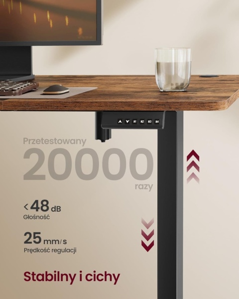 SONGMICS Biurko z elektryczną regulacją wysokości, 180 x 80 x (72-120) cm