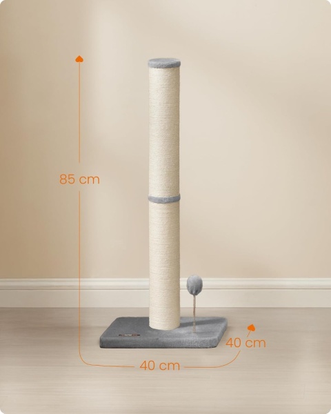 Drapak dla kota wys. 85 cm słupek sizalowy z pluszową piłeczką dzwoneczkiem