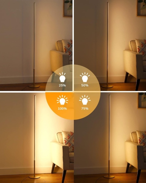 EDISHINE Lampa stojąca do salonu, ściemniana LED, 3000 K ciepła biel,146 cm