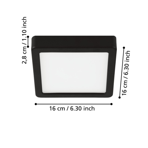 FUEVA 5 Plafon LED 10,5W 3000K czarny oprawa natynkowa Eglo