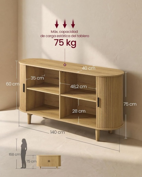 Komoda VASAGLE Miriana Collection LSC631KK01 z drzwiami przesuwnymi 140 x 40 x 75 cm