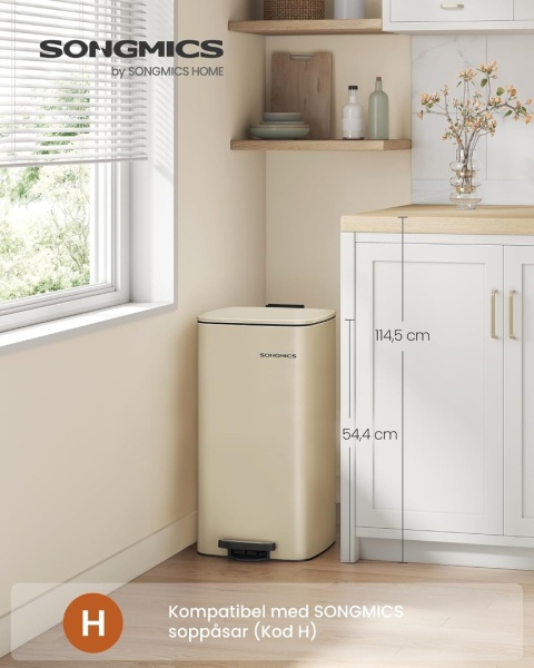 Kosz na śmieci Songmics 30 l beżowy LTB593A02