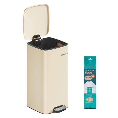 Kosz na śmieci Songmics 30 l beżowy LTB593A02