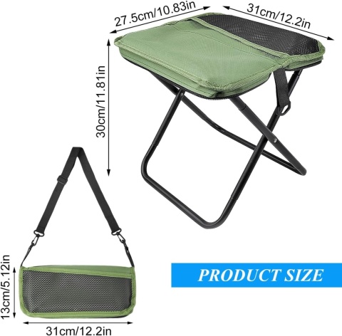 Krzesło składane teleskopowe camping 150 kg zielony