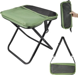 Krzesło składane teleskopowe camping 150 kg zielony