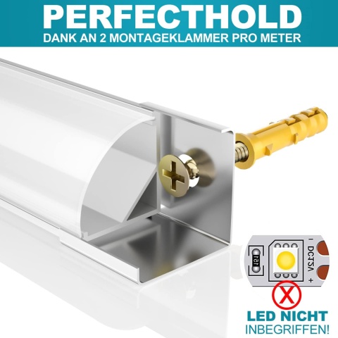 LIAOINTEC Profil aluminiowy LED, 6 x 1 m, w kształcie litery V