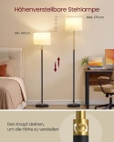 Lampa stojąca VASAGLE LFL002B02 złoty czarny wysokość 140-170 cm