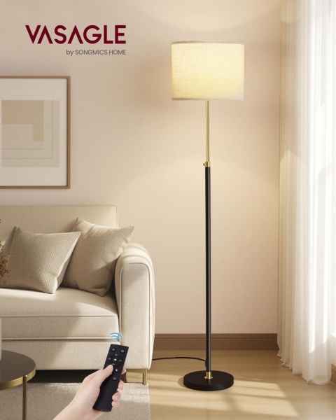 Lampa stojąca VASAGLE LFL002B02 złoty czarny wysokość 140-170 cm