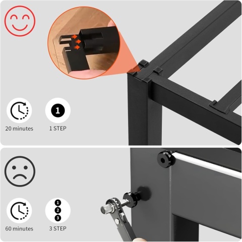 Łóżko 90x190 cm Składane Metalowe Rama Łóżka Stelaż Gościnne Czarne