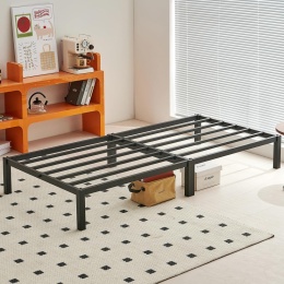 Łóżko 90x190 cm Składane Metalowe Rama Łóżka Stelaż Gościnne Czarne