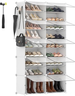 Modułowy organizer szafka na buty 10 pudełek boczne haczyki na klucze biały
