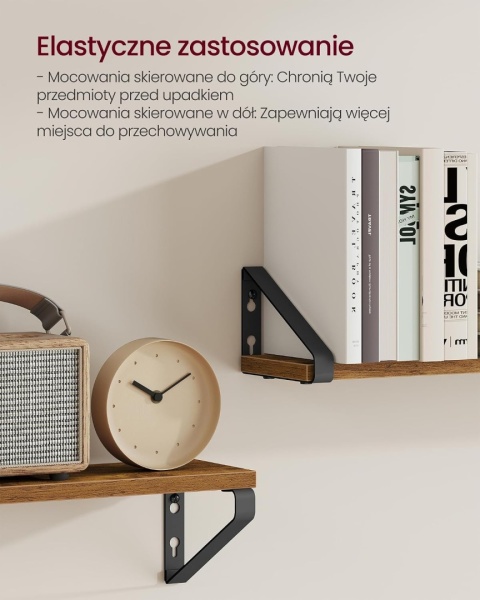 PÓŁKI ŚCIENNE WISZĄCE 2 SZT METALOWE LOFT RUSTYKALNE 40 CM