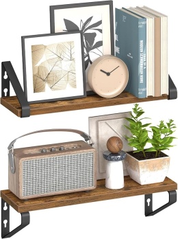 PÓŁKI ŚCIENNE WISZĄCE 2 SZT METALOWE LOFT RUSTYKALNE 40 CM
