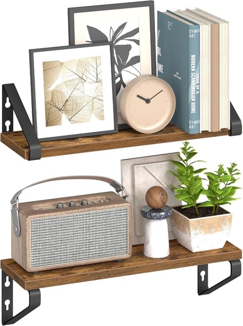 PÓŁKI ŚCIENNE WISZĄCE 2 SZT METALOWE LOFT RUSTYKALNE 40 CM