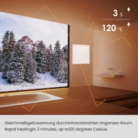 Panel Grzewczy Na Podczerwień 180W IP54 Ścienny Sufitowy
