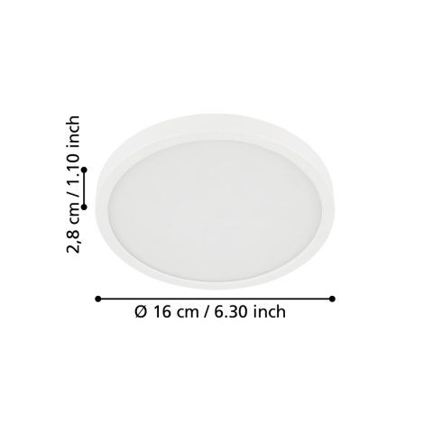 Plafon LED 10,5W 3000K 16 cm Eglo Fueva 5 Biały LED oprawa natynkowa