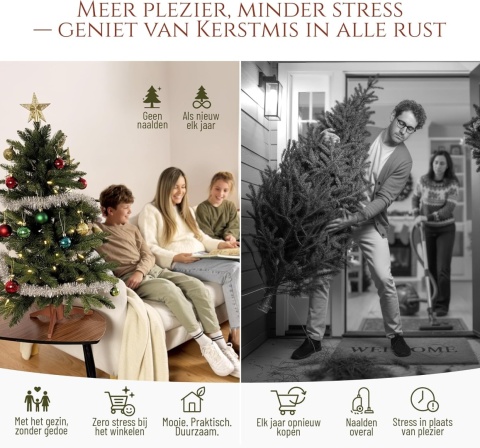Pure Living Choinka sztuczna 90 cm realistyczna gęsta drewniany stojak