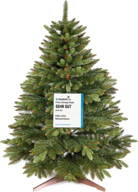 Pure Living Choinka sztuczna 120 cm realistyczna gęsta drewniany stojak