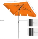 SONGMICS Parasol plażowy przenośny z torbą pomarańczowy plaża ogród