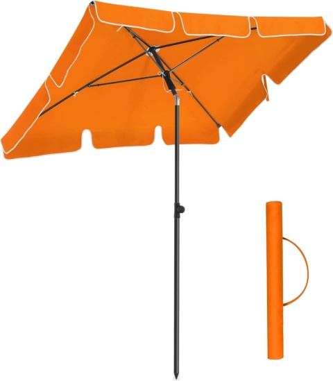 SONGMICS Parasol plażowy przenośny z torbą pomarańczowy plaża ogród