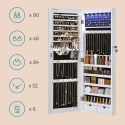SONGMICS Szafka na biżuterię z długim lustrem, z 6 diodami LED, kolor biały 108 cm