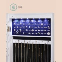 SONGMICS Szafka na biżuterię z długim lustrem, z 6 diodami LED, kolor biały 108 cm