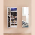 SONGMICS Szafka na biżuterię z długim lustrem, z 6 diodami LED, kolor biały 108 cm