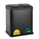 SVITA TC2X1, 30 l, 2 x 15 l, podwójny kosz na śmieci czarny