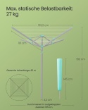 Suszarka ogrodowa obrotowa stojąca SONGMICS 45m linki , na pranie mocna pokrowiec