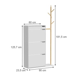 Szafka na buty Ivo Biały 90 x 181.5 cm z 3 przegrodami, 1 szufladą