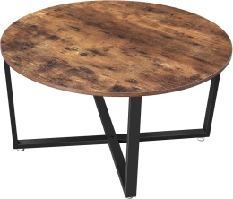 VASAGLE LCT88X Stolik Kawowy Okrągły Do Salonu Brązowy Rustykalny 88cm