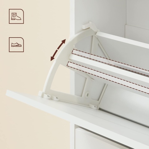 VASAGLE Szafka na Buty z 3 Klapami, 60 x 24 x 120 cm