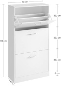 VASAGLE Szafka na Buty z 3 Klapami, 60 x 24 x 120 cm