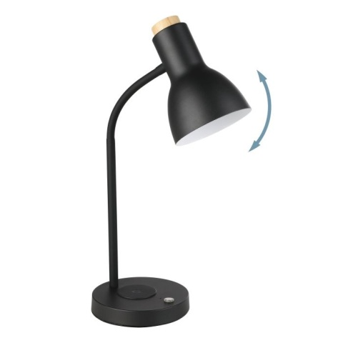 VERADAL-QI Lampa stołowa EGLO 45 CM DREWNO I STAL LADOWANIE BEZPRZEWODOWE