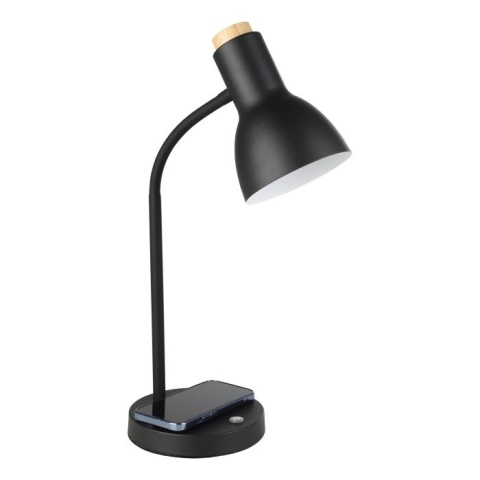 VERADAL-QI Lampa stołowa EGLO 45 CM DREWNO I STAL LADOWANIE BEZPRZEWODOWE
