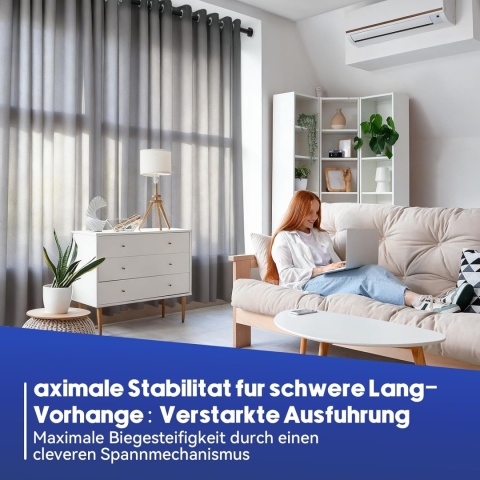 Vista Karnisz regulowany 390-480 cm teleskopowy karnisz, czarny, średnica 32 mm