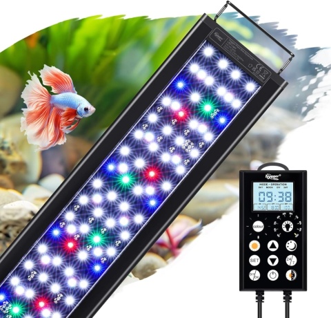 hygger Lampa LED do akwarium z kontrolerem, 5 trybów z timerem, 8 kolorów, (58W (120-135CM)