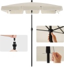 Parasol Balkonowy Songmics 230x150cm UPF50+ Beżowy Regulowany Torba